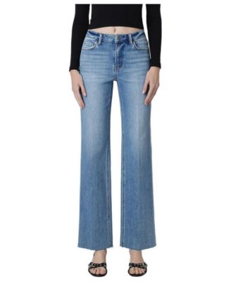 Women's Gain High-Rise Raw Hem Wide-Leg Jeans