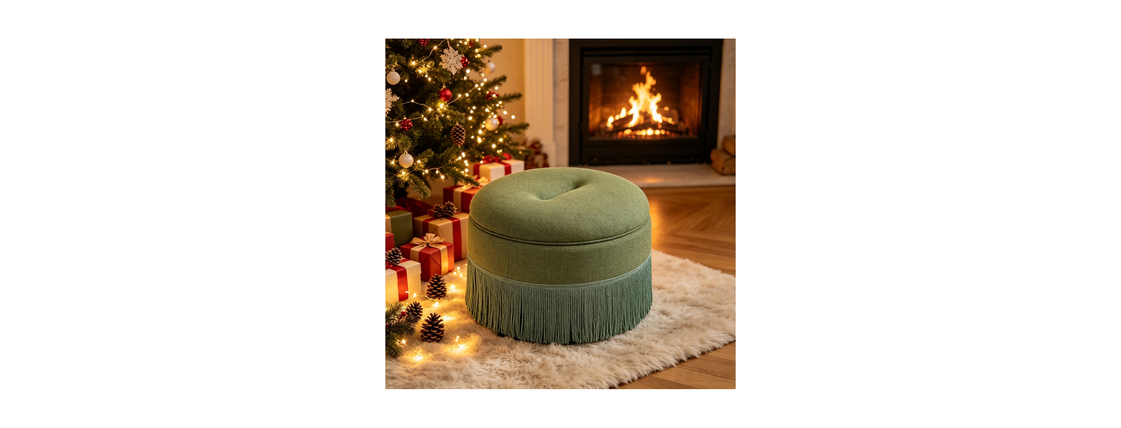 Streamdale Furniture Round Storage Ottoman with Tassel Fringe
