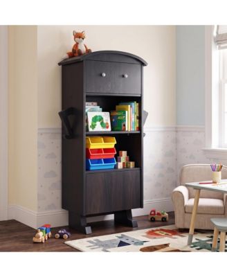 Arched Kids Bookshelf with Open Shelves and Storage Cabinets Bookcase
