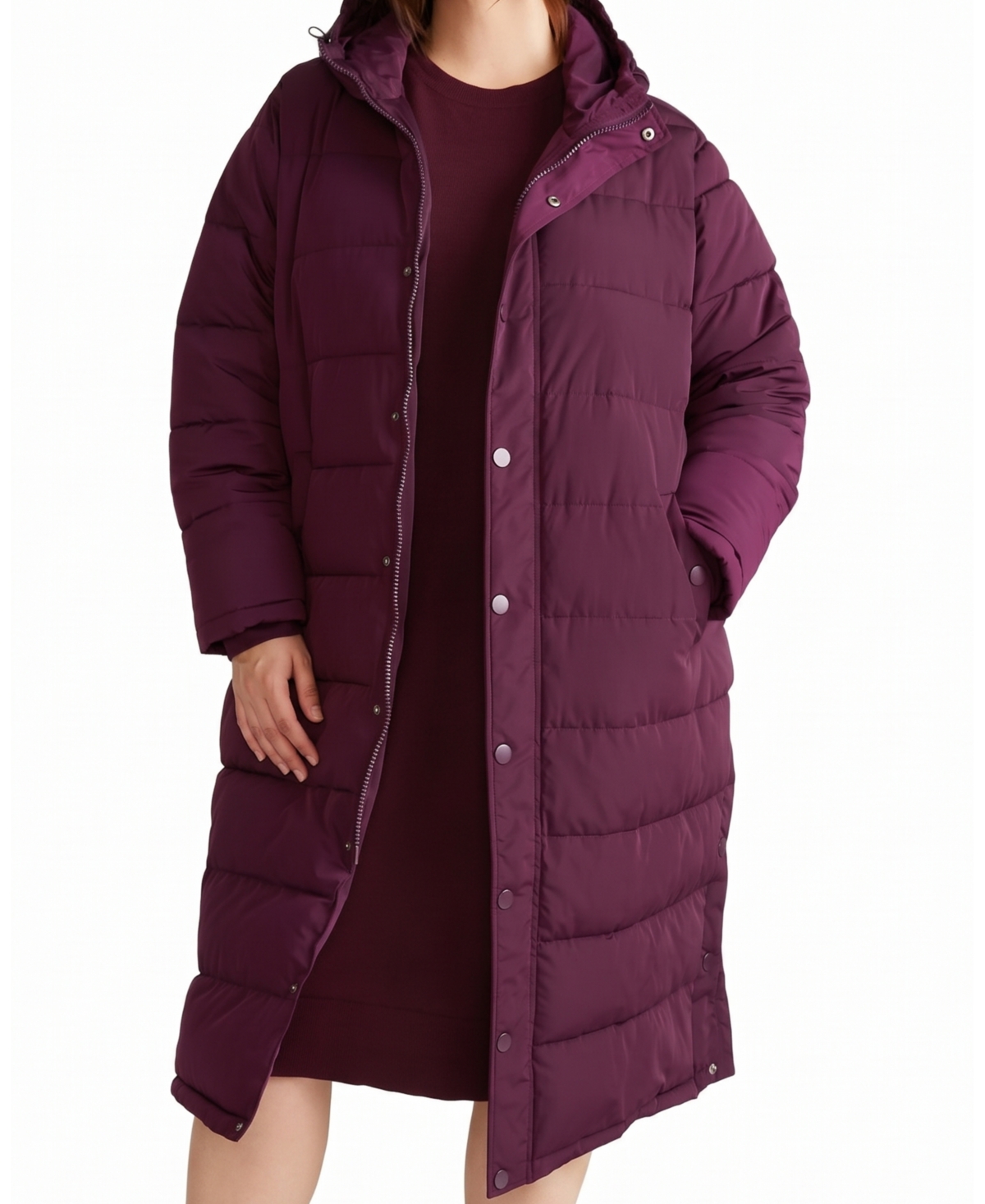 Universal Standard Plus Size Everest Long Water-Resistant Hooded Puffer - Gamay
