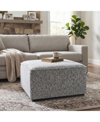  Square Upholstered Ottoman with Solid Wood Rubber Feet