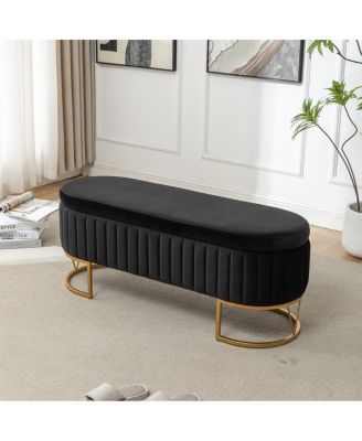 Oval Storage Bench with Metal Legs