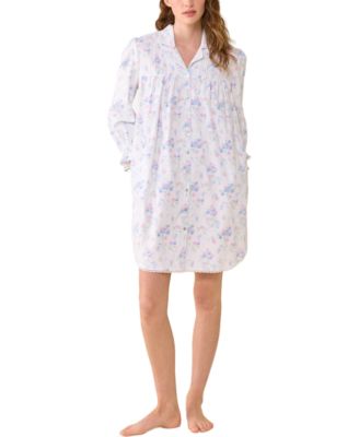 Women's Weekend Plaid Notch Collar Long-Sleeve Button-Front Nightgown