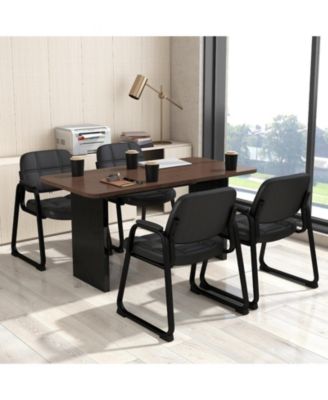 Set of 4 Upholstered Waiting Room Chairs with Arms, Black