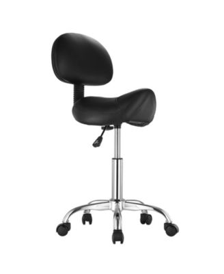 Saddle Stool with Back Support and Wheels and 450 lb Capacity
