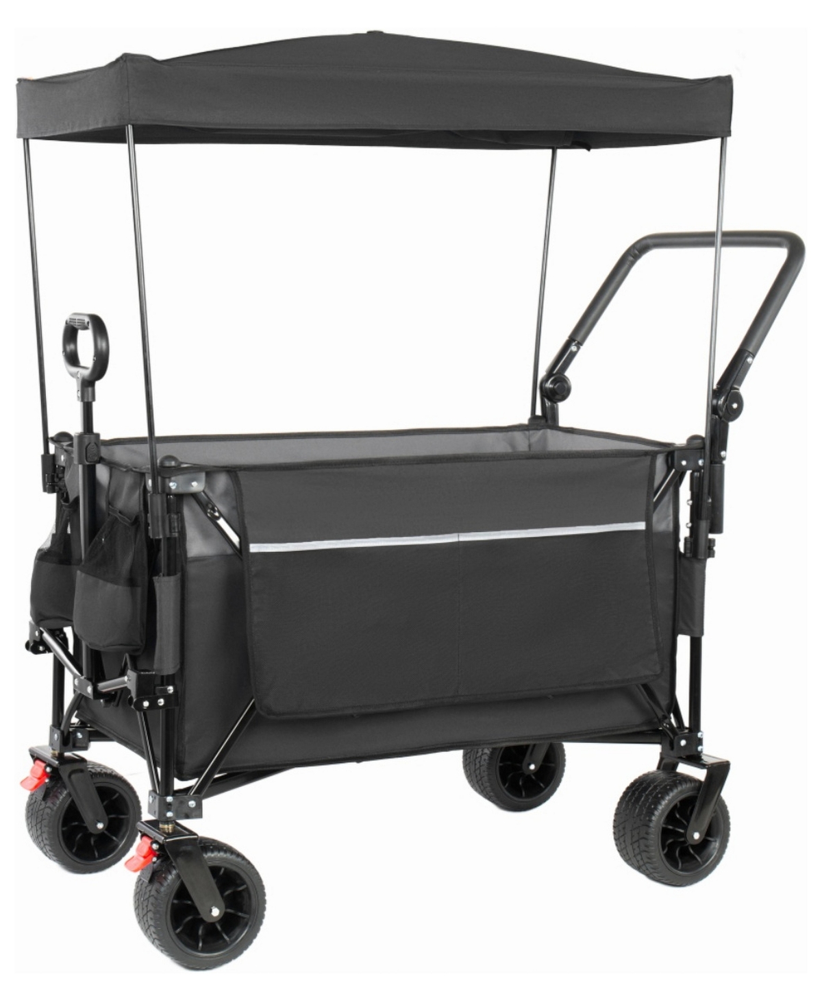 ECHTPeak 300L 480lbs Folding Wagon with Canopy, 7" All-Terrain Brake Wheels, Multi-Functional Utility Cart for Outdoor Groceries,Camping,Beach