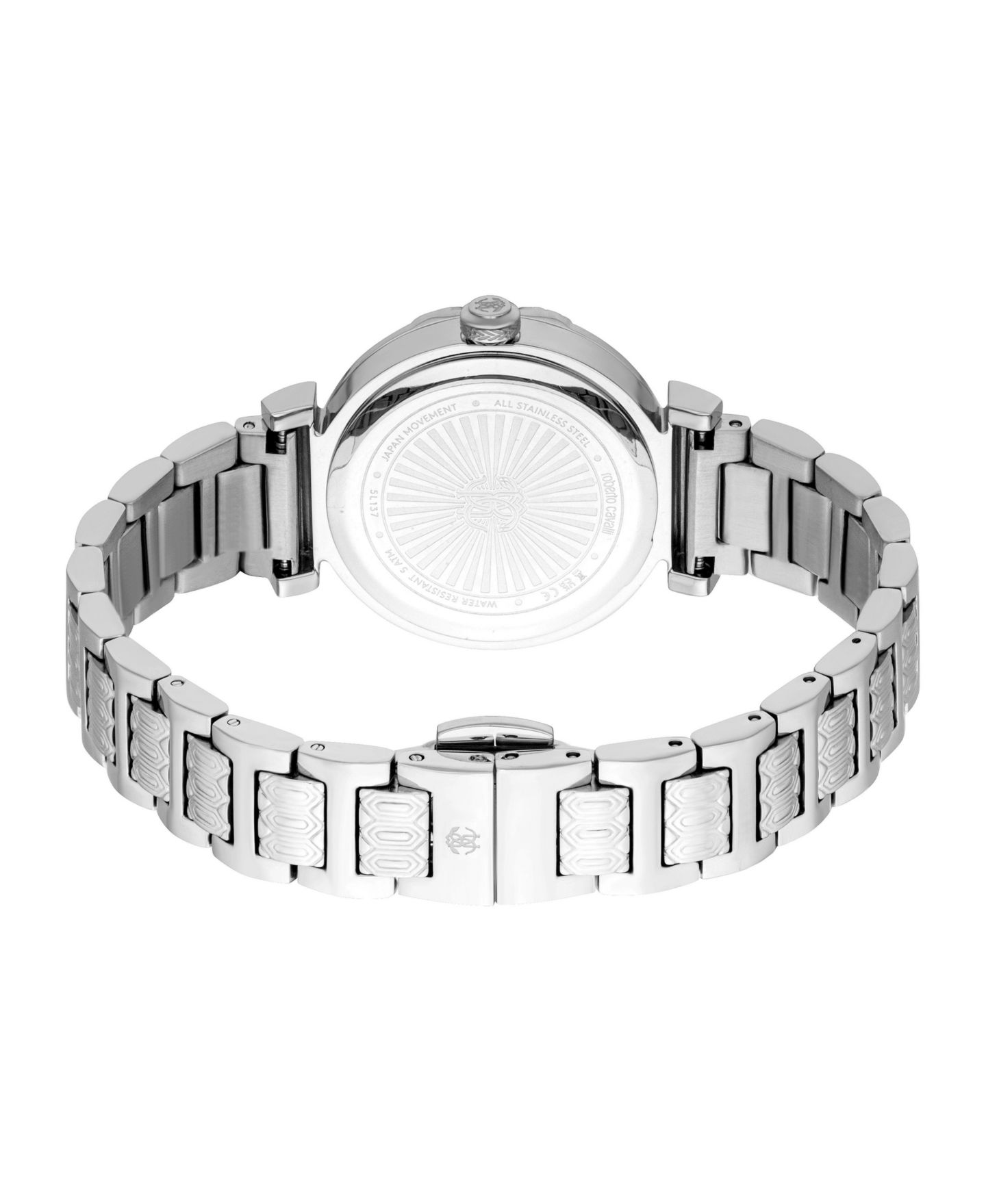 Женские часы Roberto Cavalli Water-Resistant Luxury Quartz Silver Stainless Steel Bracelet Watch, 30mm, цвет: Серебряный — фото 3