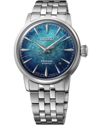 Men's Presage Cocktail Time Silver-Tone Stainless Steel Bracelet Watch 38.5mm