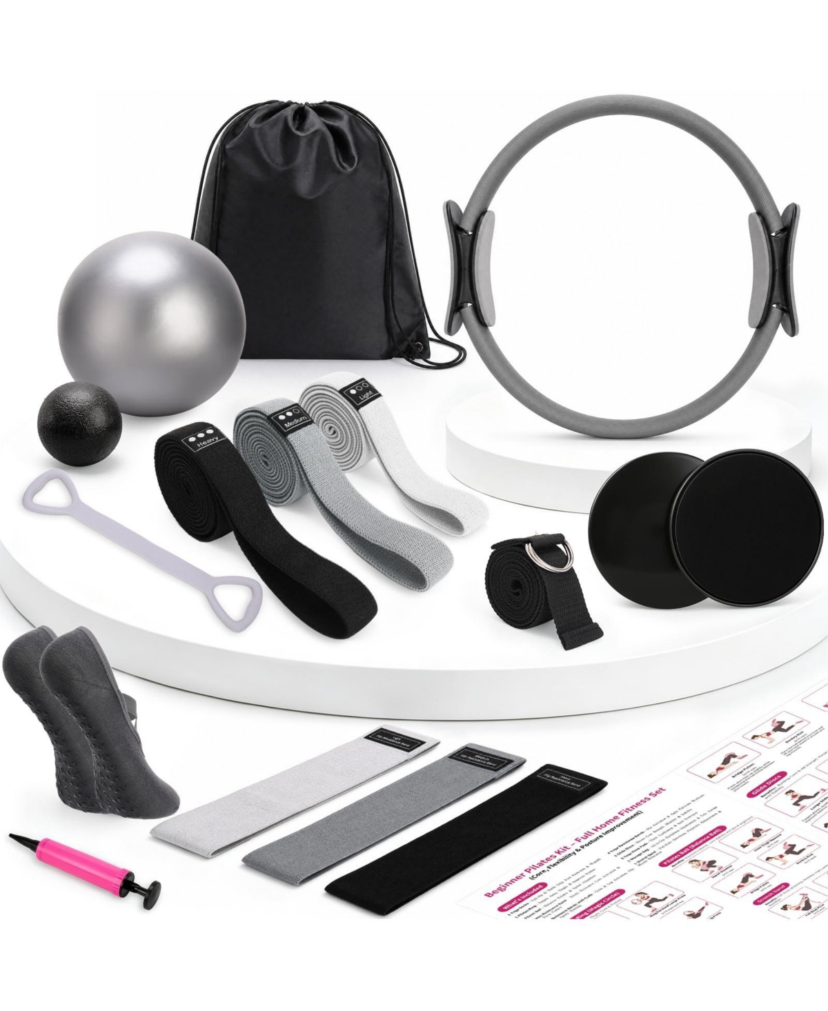 Sportneer Home Workout Pilates Kit For Beginner Intermediate Users With Storage Bag - Gray 17