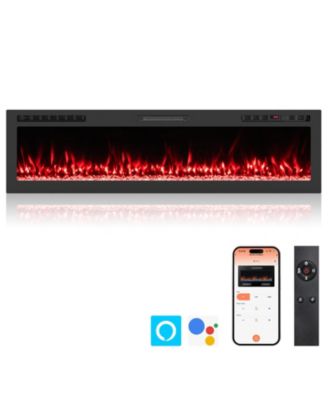 68 Inch Smart WiFi Electric Fireplace Wall Mounted and Recessed Heater