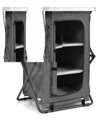 Folding Camping Storage Cabinet with 3 Shelves and Carry Bag, for Camping, Travel and Outdoor Recreation