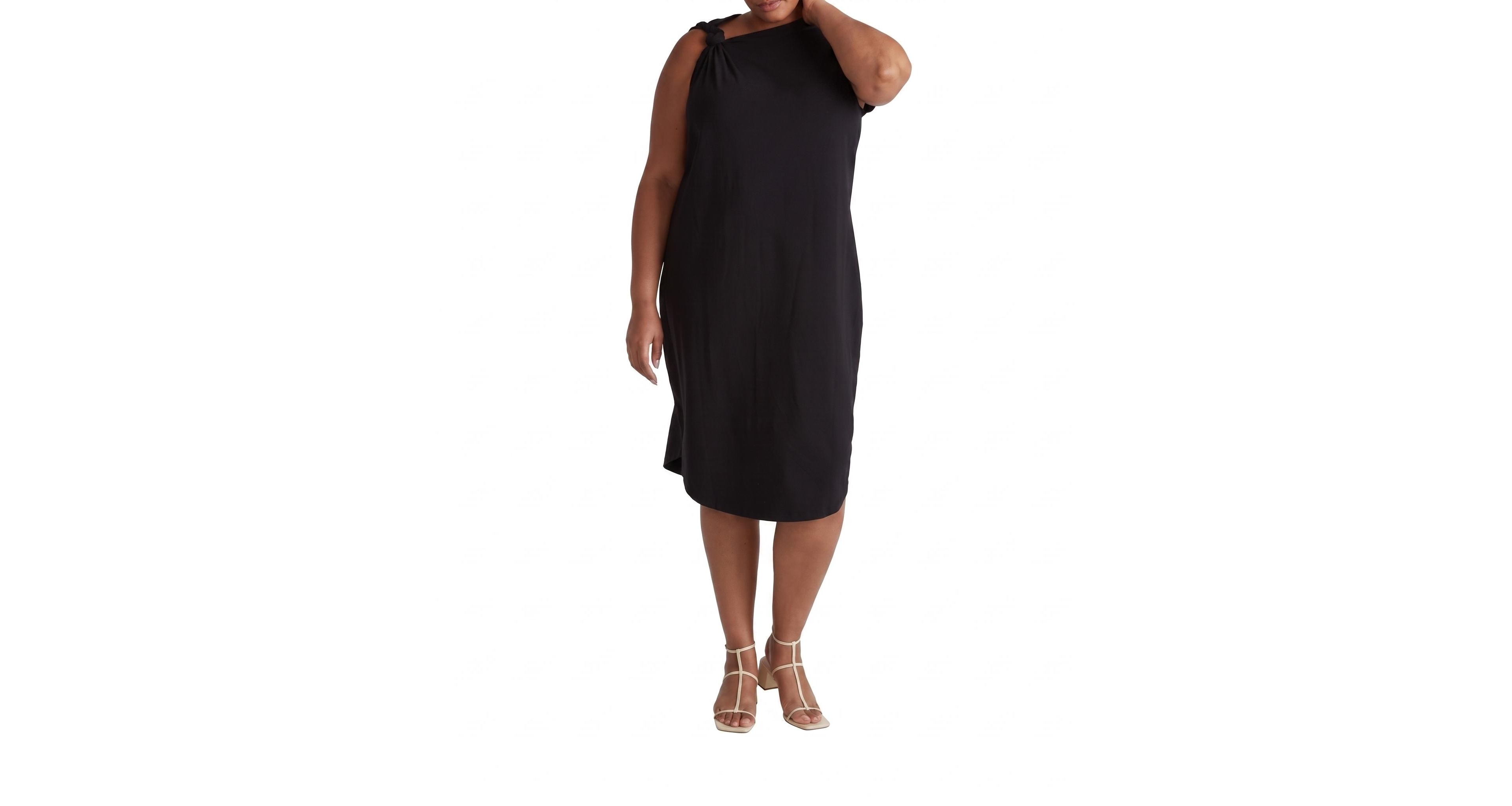 Universal Standard Plus Asymmetric Shoulder-Knot Sleeveless Dress