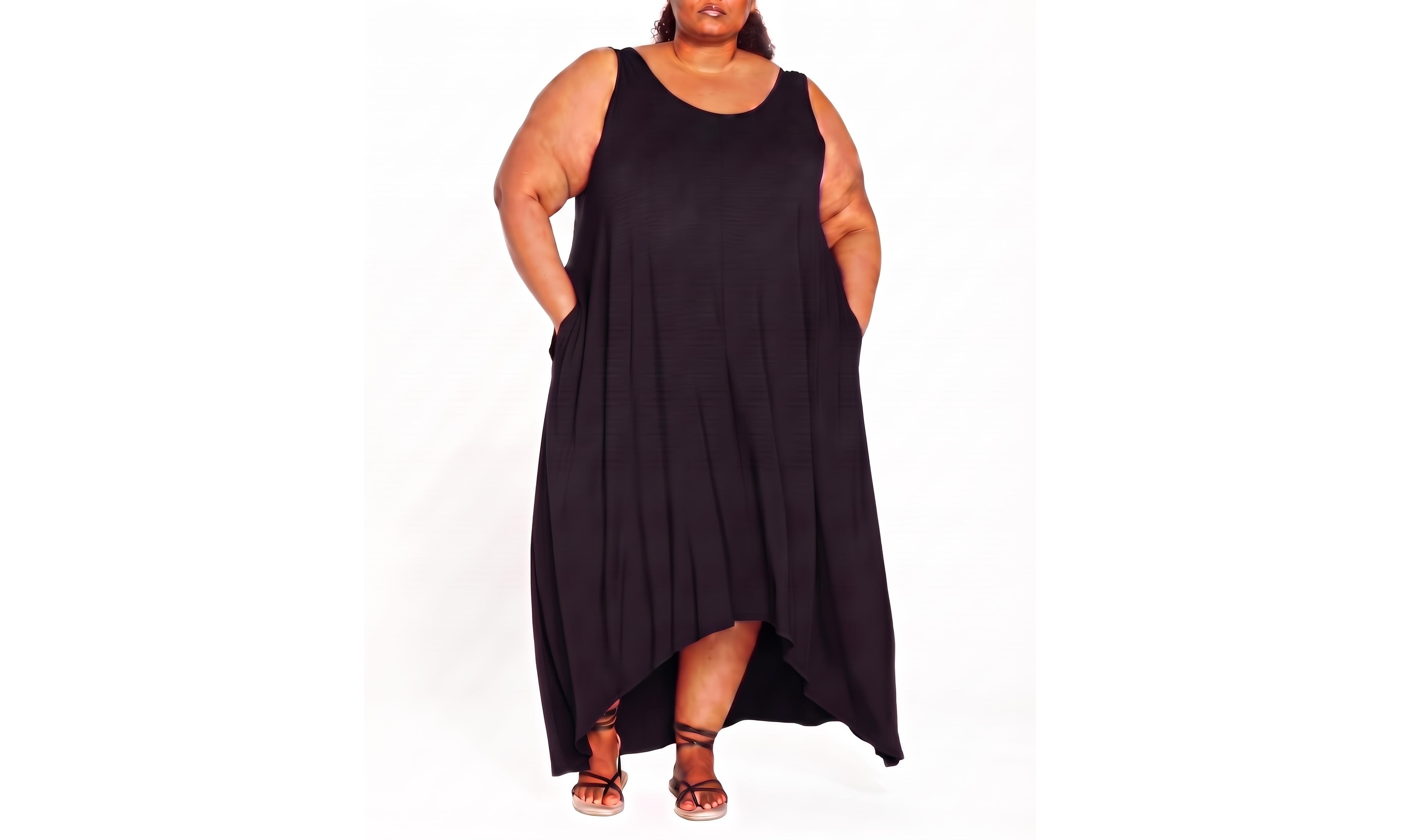 Universal Standard Plus Athena Divine Sleeveless A-Line Hi-Low Hemline Dress