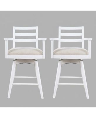 Axis Mid-Century Modern Upholstered Ladderback Swivel Barstool (Set of 2)