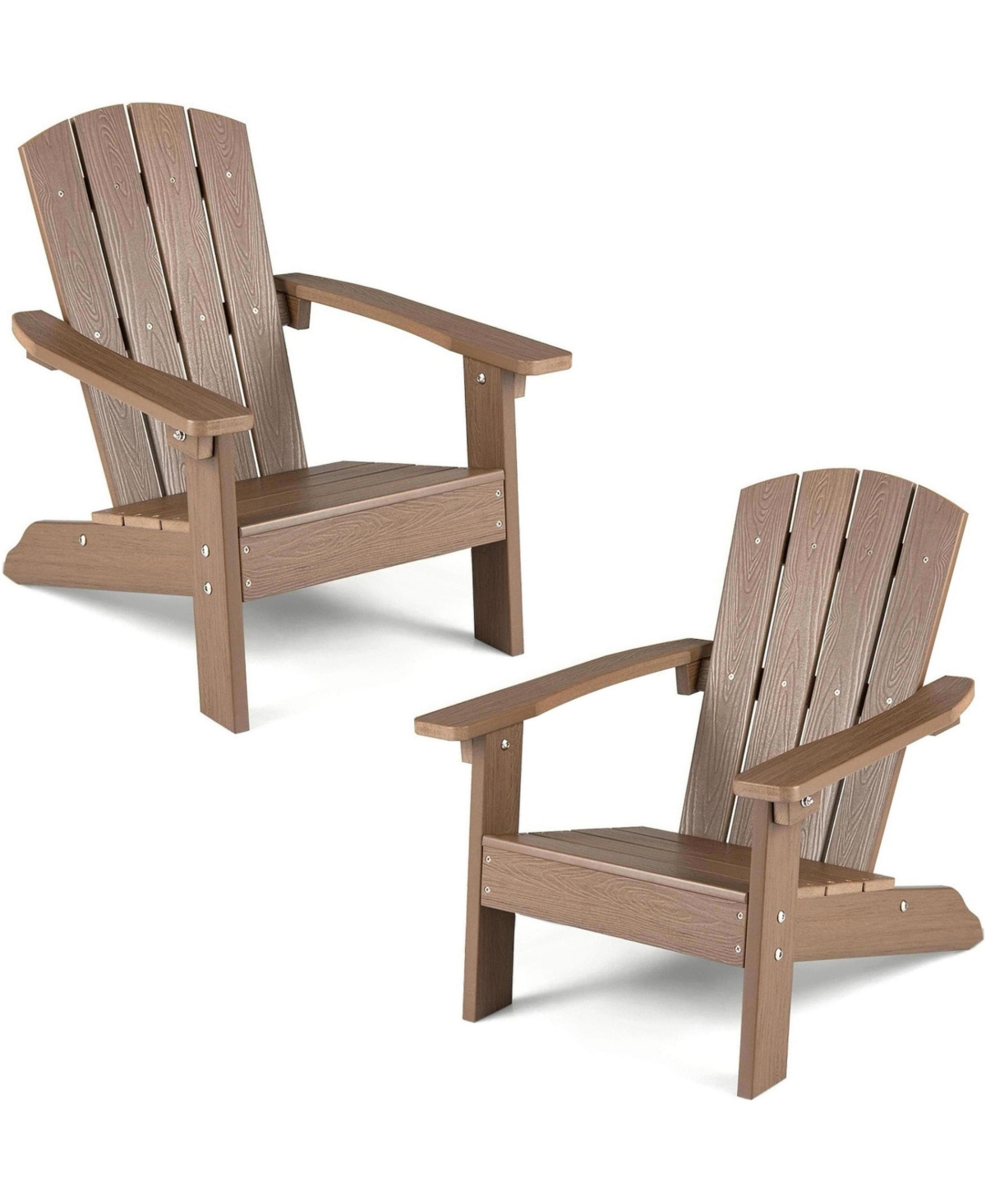 Sugift 2-Piece Kids Adirondack Chair Set with High Backrest and Armrests - Dark beige