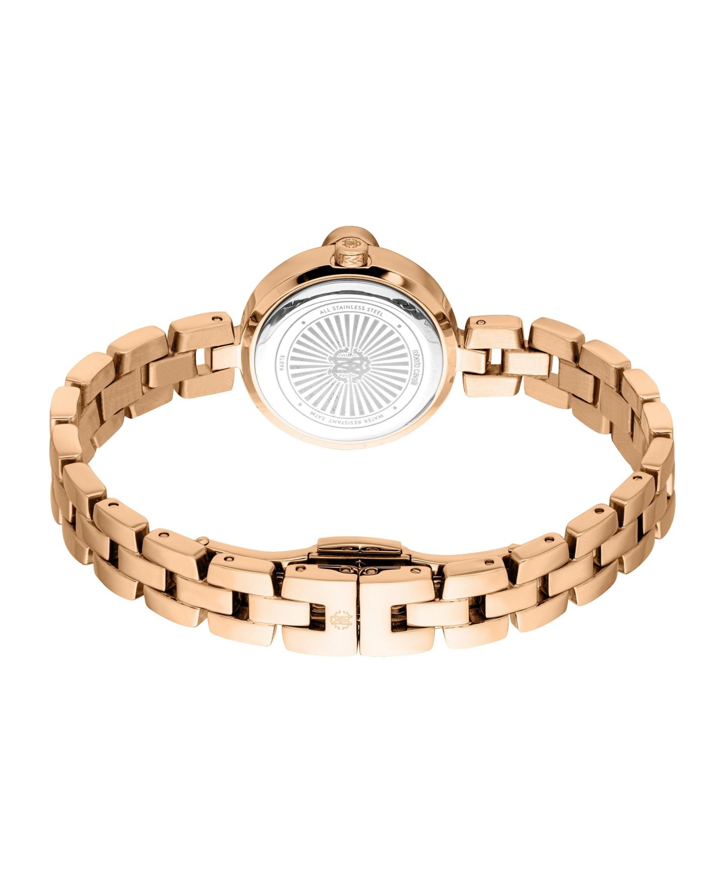 Женские часы Roberto Cavalli Quartz Mini Rose Gold Stainless Steel Bracelet Watch, 26mm, Water-Resistant, цвет: Розовый — фото 2