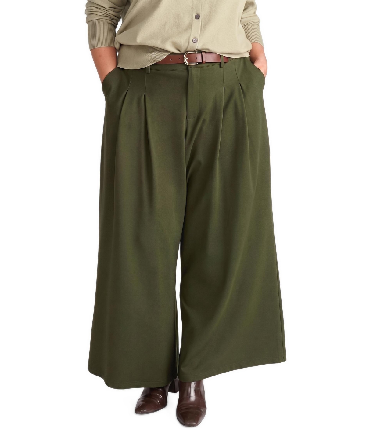 Universal Standard Women's Plus Size Palais Wide Leg Ponte Pants - Kombu green