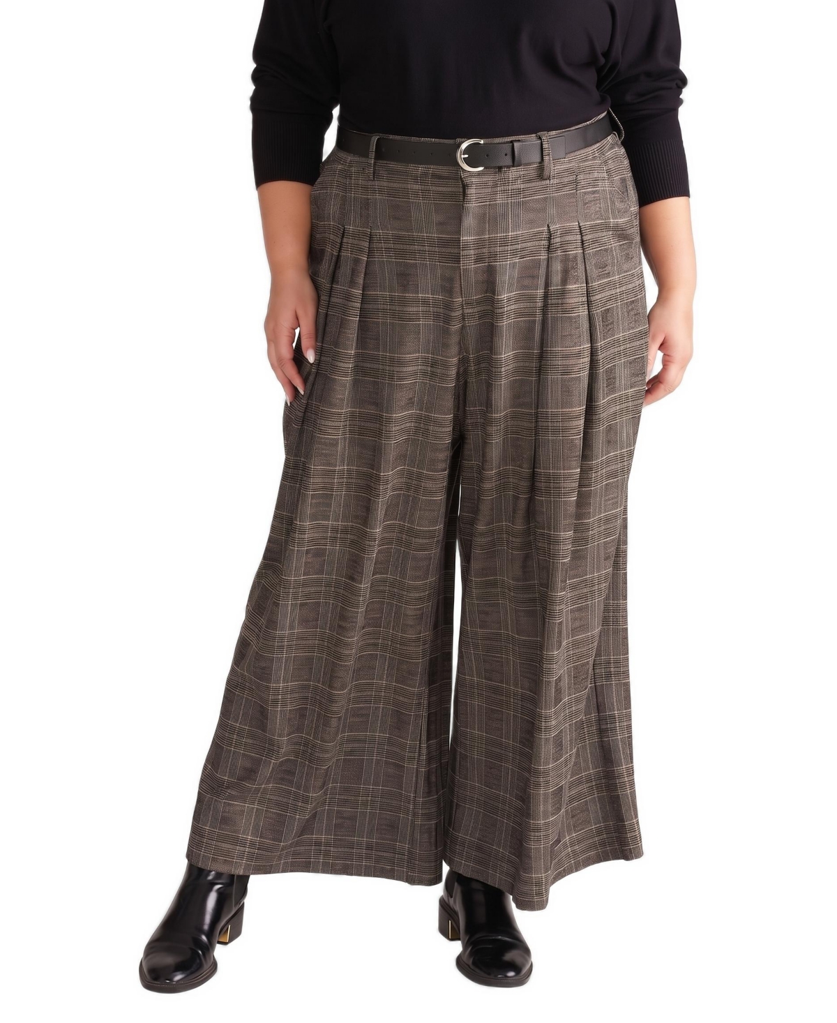 Universal Standard Women's Plus Size Palais Wide Leg Ponte Pants - British plaid
