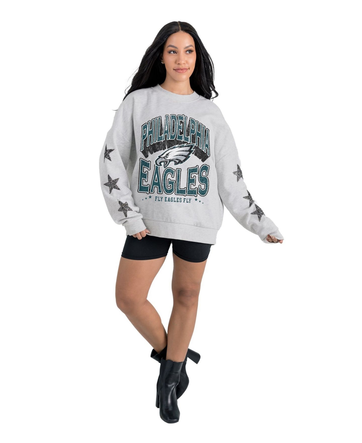 Женская толстовка Gameday Couture Ash Philadelphia Eagles Resilience Relaxed Rhinestone Pullover — фото 4
