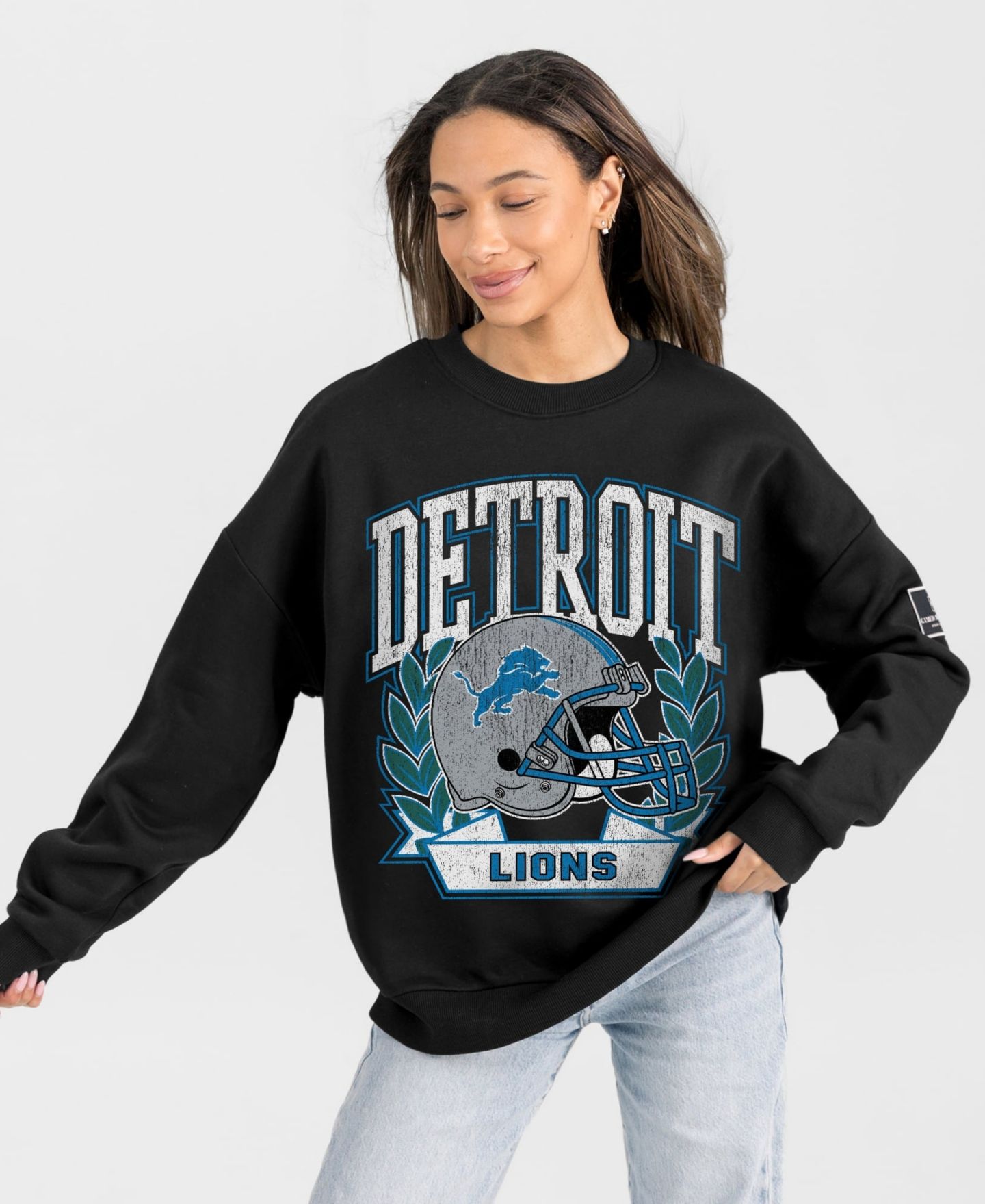 Женская толстовка Gameday Couture Black Detroit Lions Oversized Victory Lane Black Label Premium Fleece — фото 4