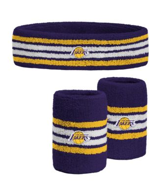 Purple Los Angeles Lakers Team Stripe Headband and Wristbands Combo Set, 3-Pack