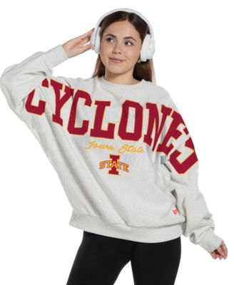 Women's Heather Gray Iowa State Cyclones Flannigan Oversized Fleece Sweatshirt