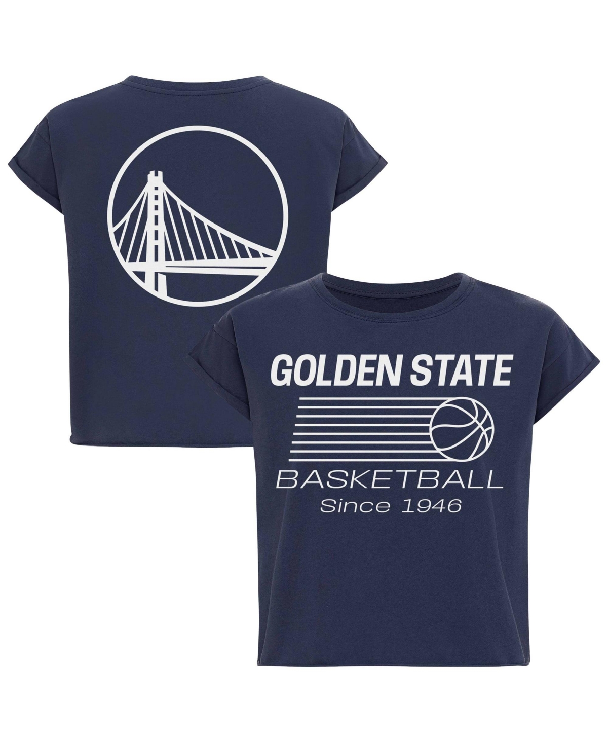Sportiqe Women's Blue Golden State Warriors Athletic Club Collection Alana Premium Cropped T-Shirt - Blue