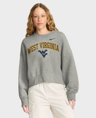 Women's Heather Gray West Virginia Mountaineers Oversized Phoenix Arch Pullover Sweatshirt