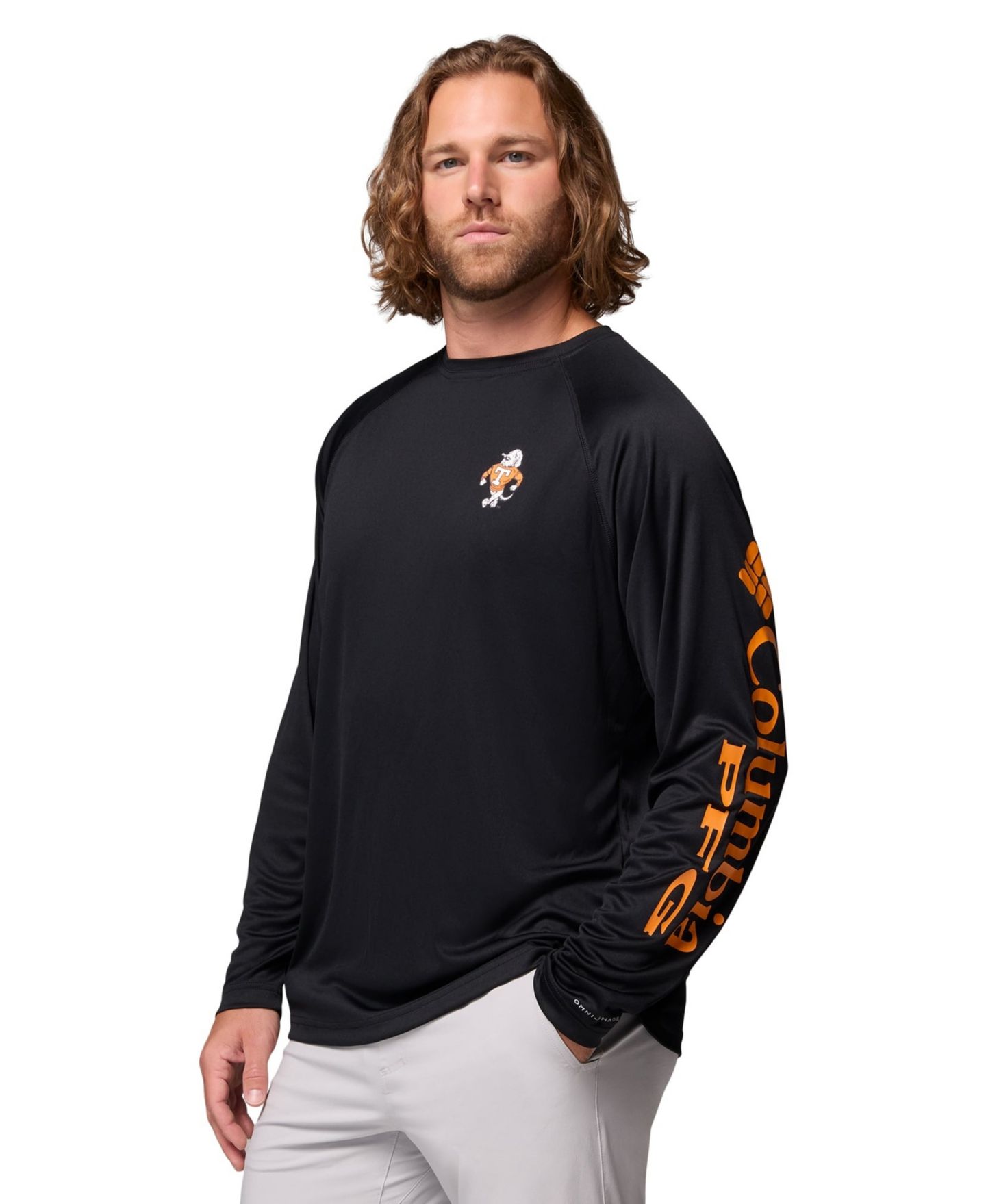 Мужская футболка Columbia Charcoal Tennessee Volunteers Terminal Tackle Omni-Shade Raglan Long-Sleeve — фото 4