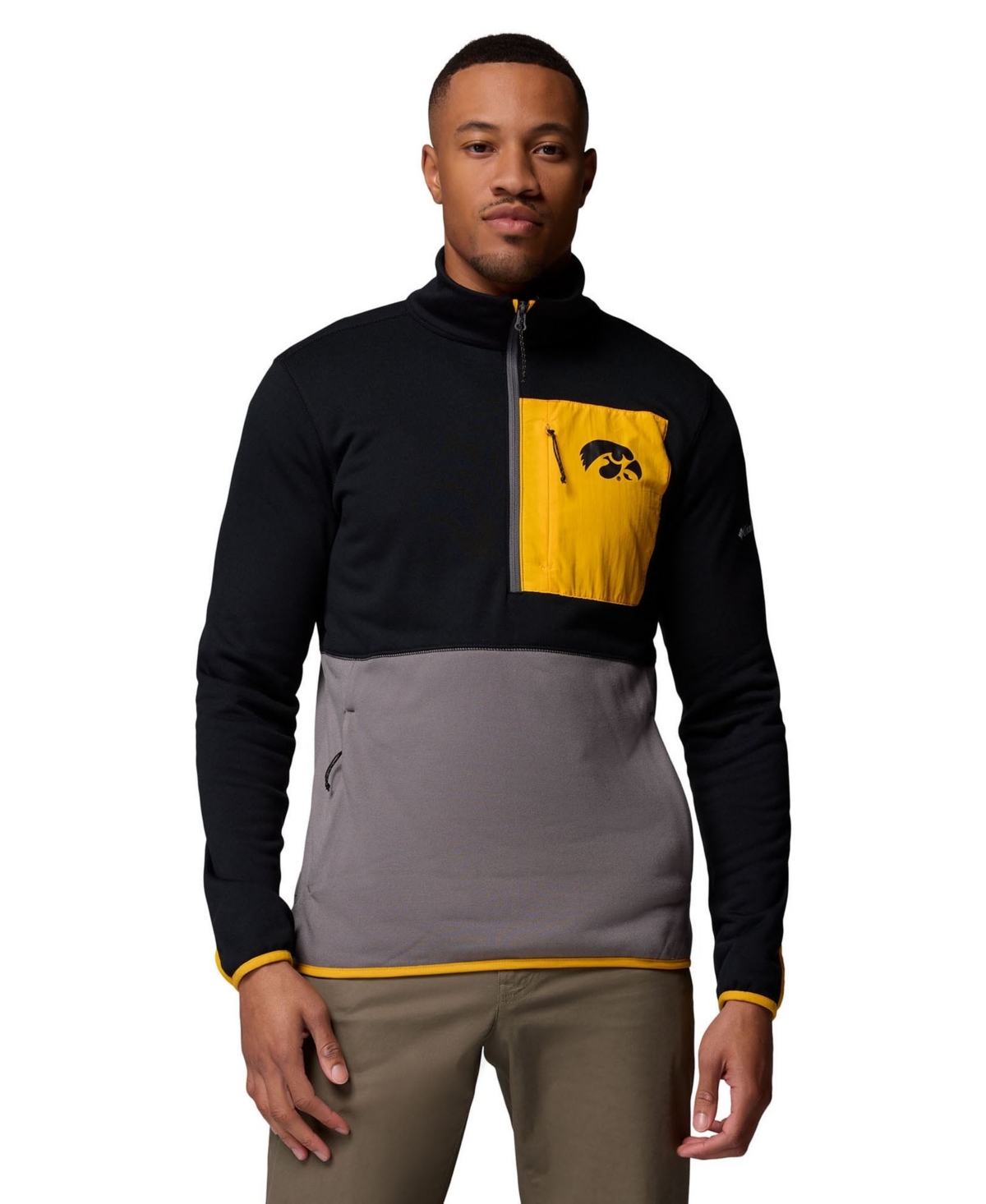 Columbia Men's Black/Gray Iowa Hawkeyes Hike Omni-Wick Half-Zip Pullover - Black, Gray