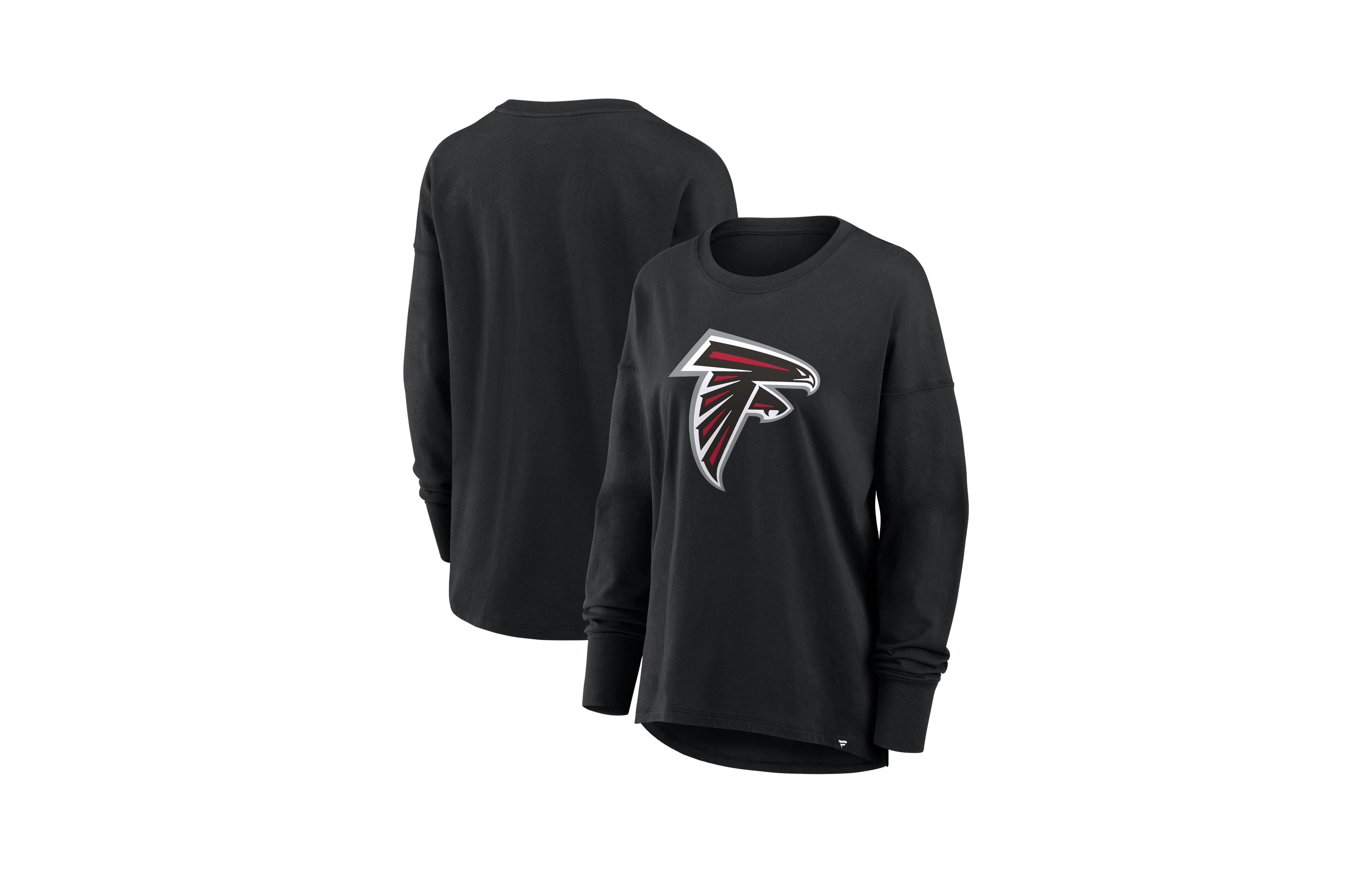 Fanatics Women's Black Atlanta Falcons Relaxed Hip Essential Long-Sleeve T-Shirt