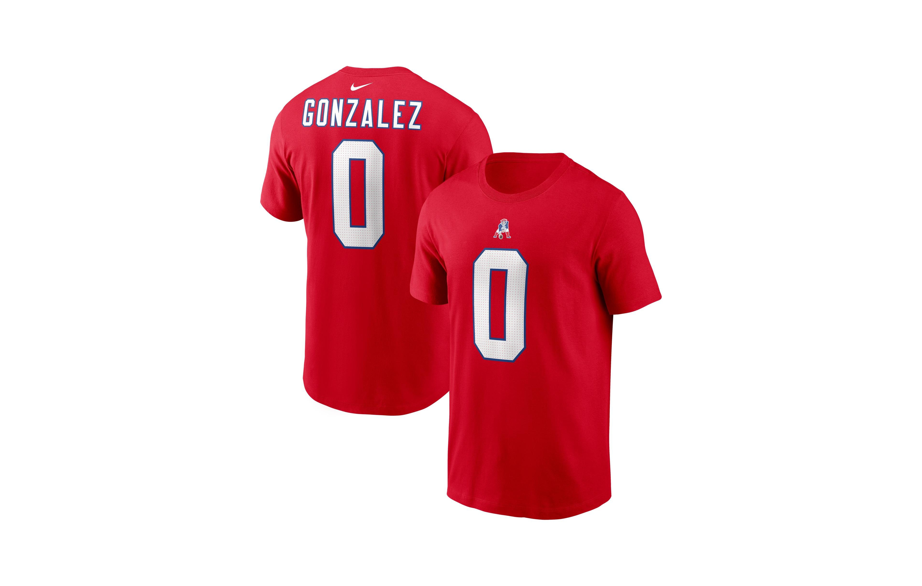 Nike Men's Christian Gonzalez Red New England Patriots Throwback Alternate Name & Number T-Shirt