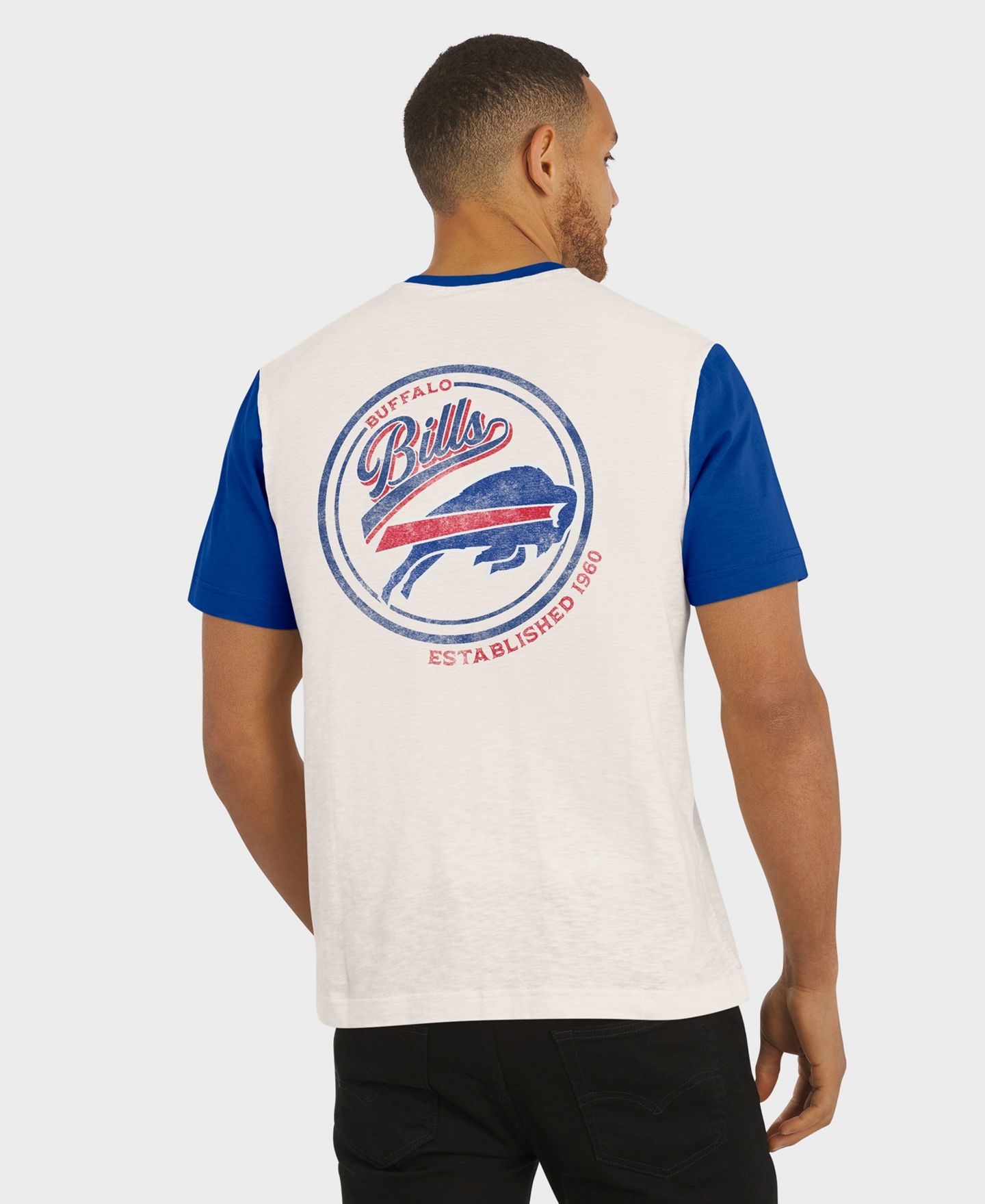 Мужская футболка Darius Rucker Collection By Fanatics Cream Buffalo Bills Henley Colorblock Slub Pocket — фото 5