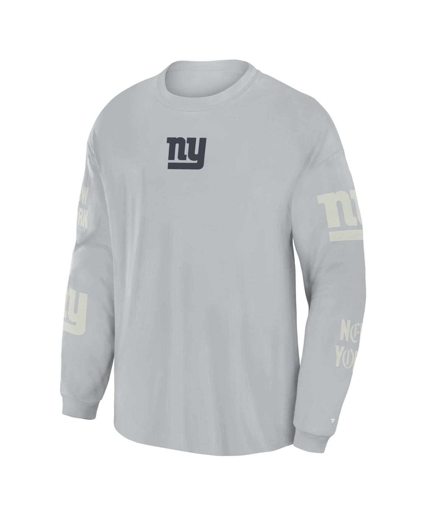 Мужская футболка Fanatics Gray New York Giants Oversized Type Play Long-Sleeve — фото 4
