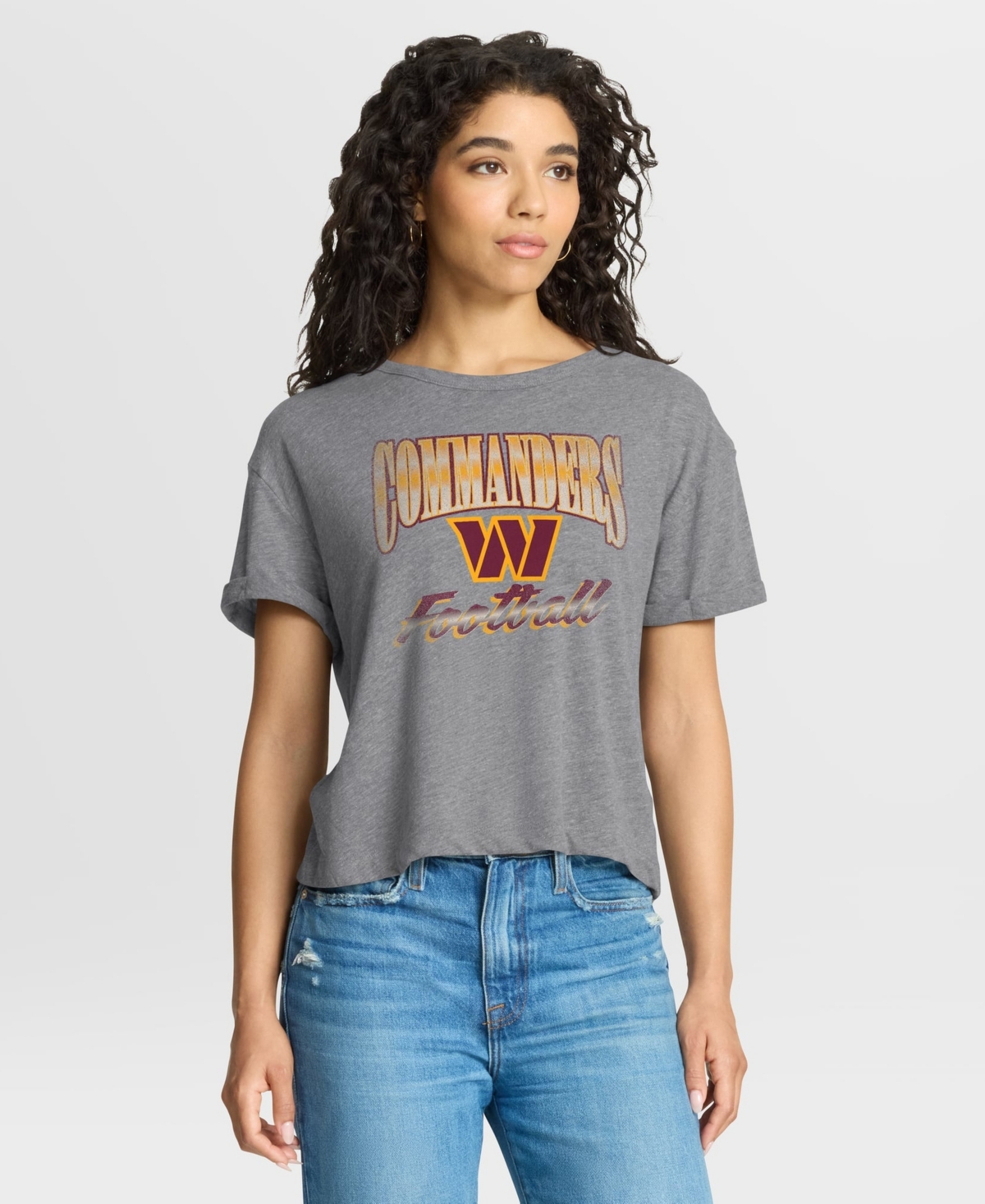 Fanatics Women's Heather Gray Washington Commanders Overplayed Tribute Tri-Blend Boxy T-Shirt - Heather Gray