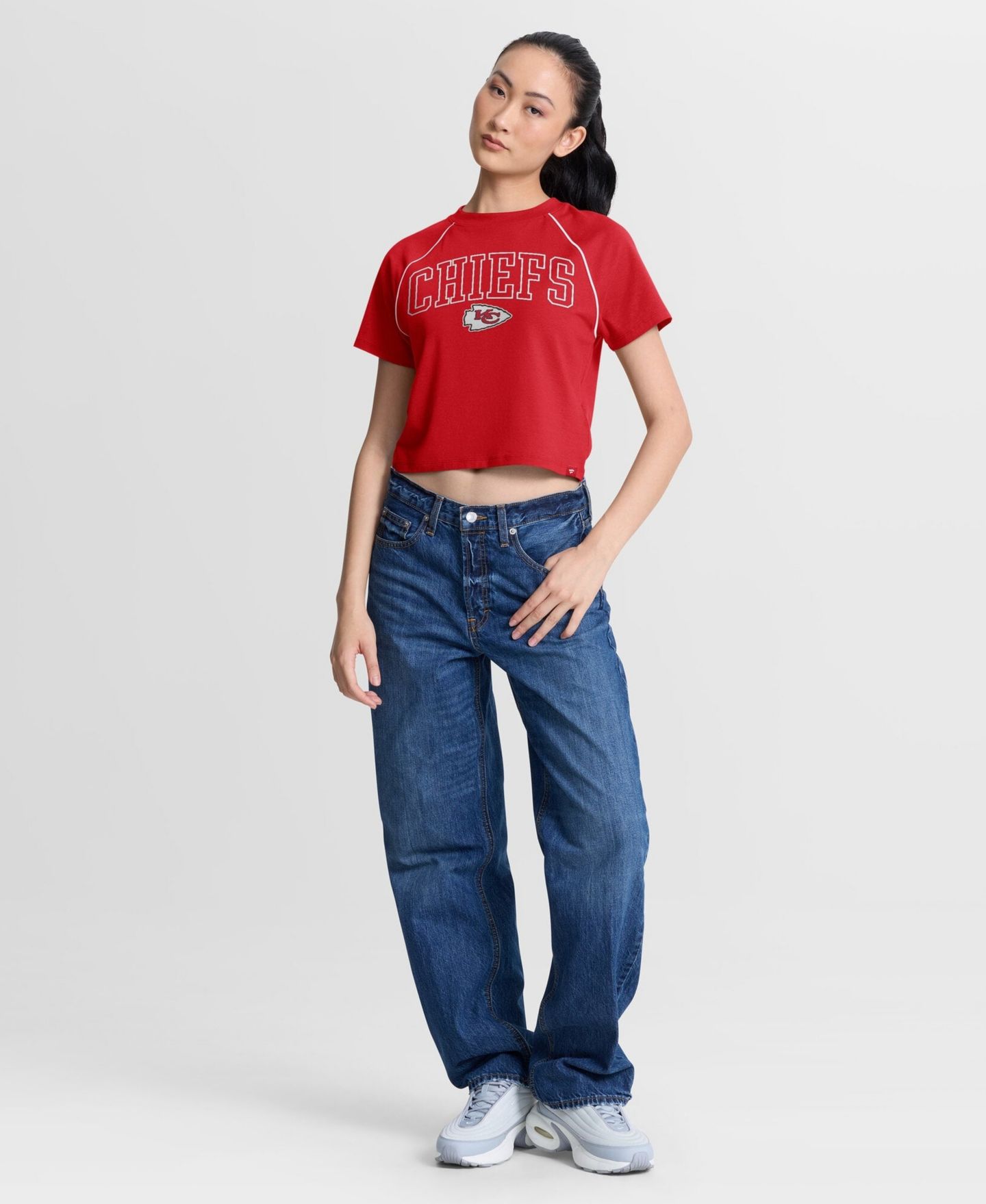 Женский топ Fanatics Red Kansas City Chiefs Offensive Scheme Raglan Tri-Blend Cropped — фото 5