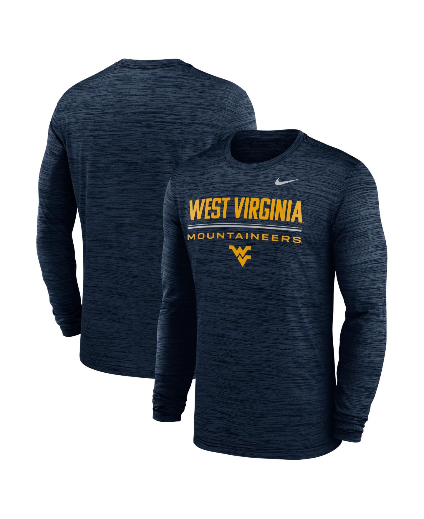 Мужская футболка Nike Navy West Virginia Mountaineers Sideline Velocity Dri-FIT Long-Sleeve — фото 1