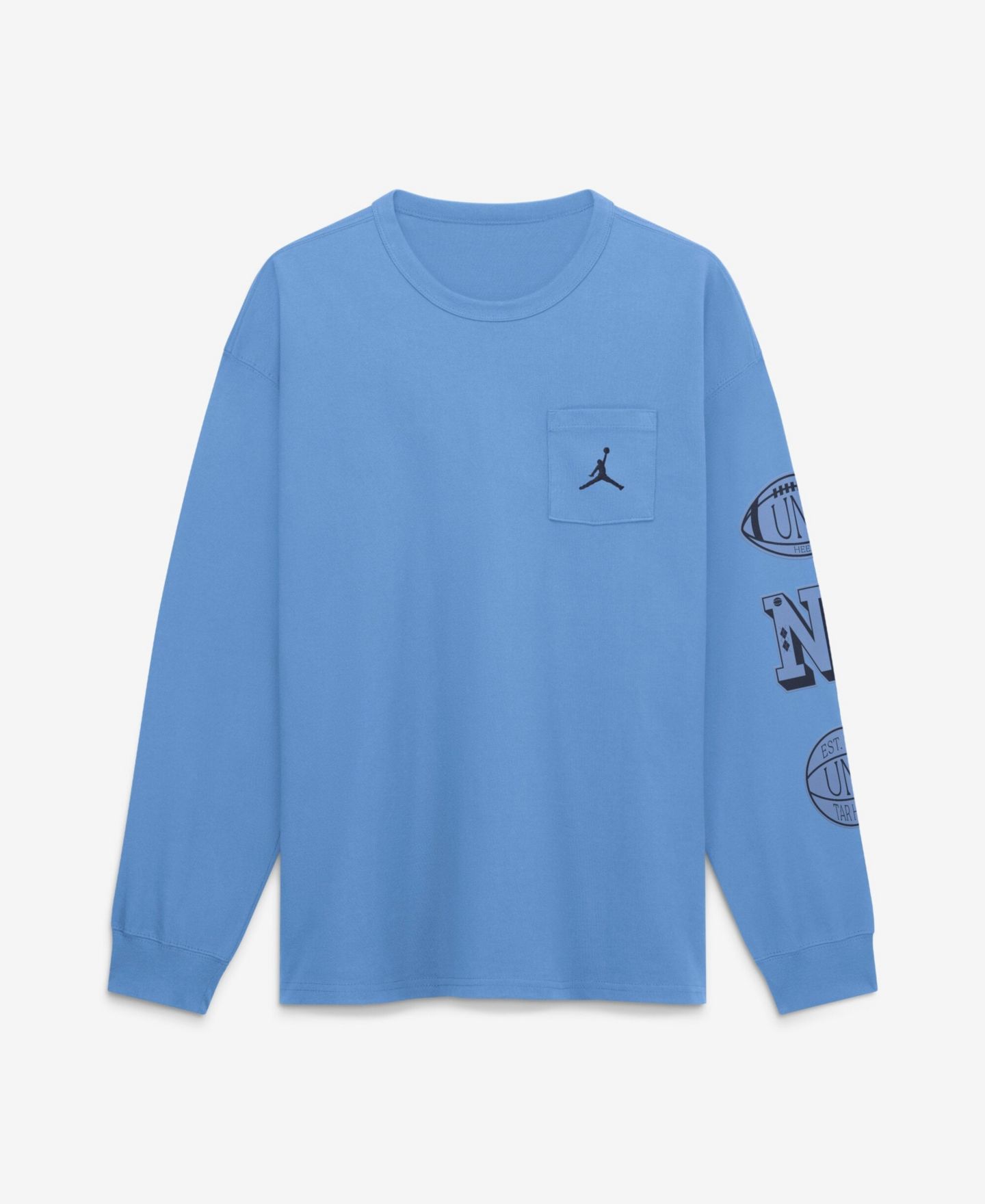 Мужские футболки Jordan Carolina Blue North Carolina Tar Heels Academic Long-Sleeve Pocket — фото 2