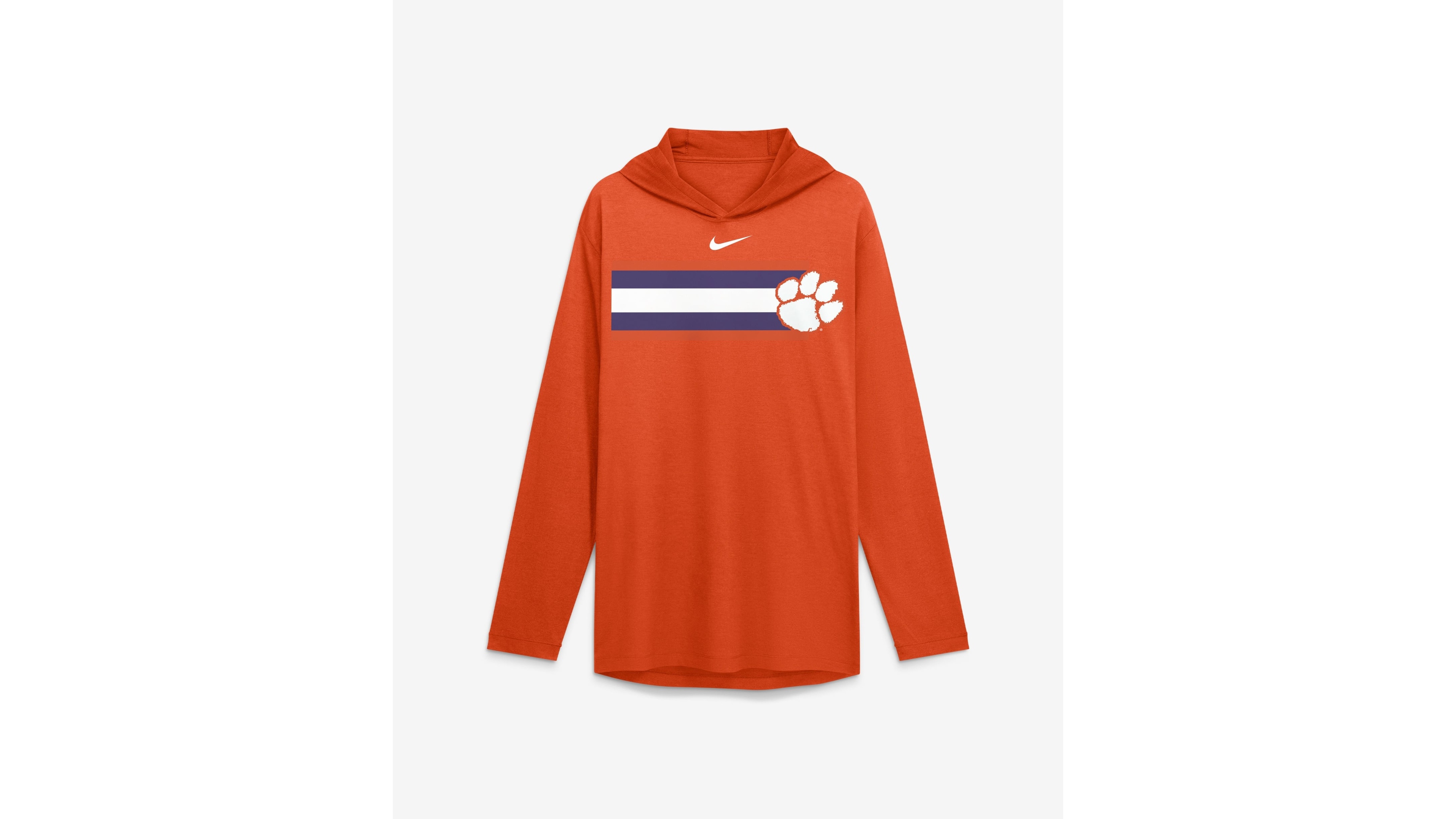 Nike Men's Orange Clemson Tigers Primetime Pattern Tri-Blend Dri-fit Long-Sleeve Hooded T-Shirt