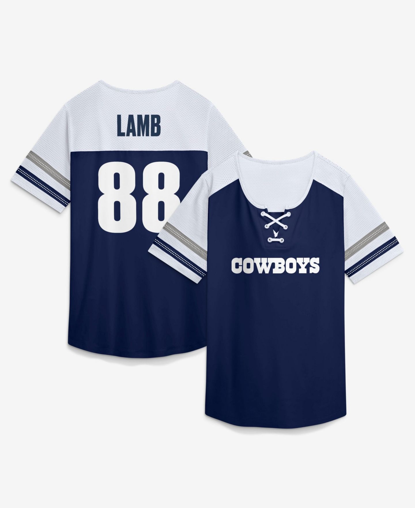 Женская рубашка Fanatics CeeDee Lamb Navy Dallas Cowboys Curl Route Athena Lace-Up Name & Number — фото 1
