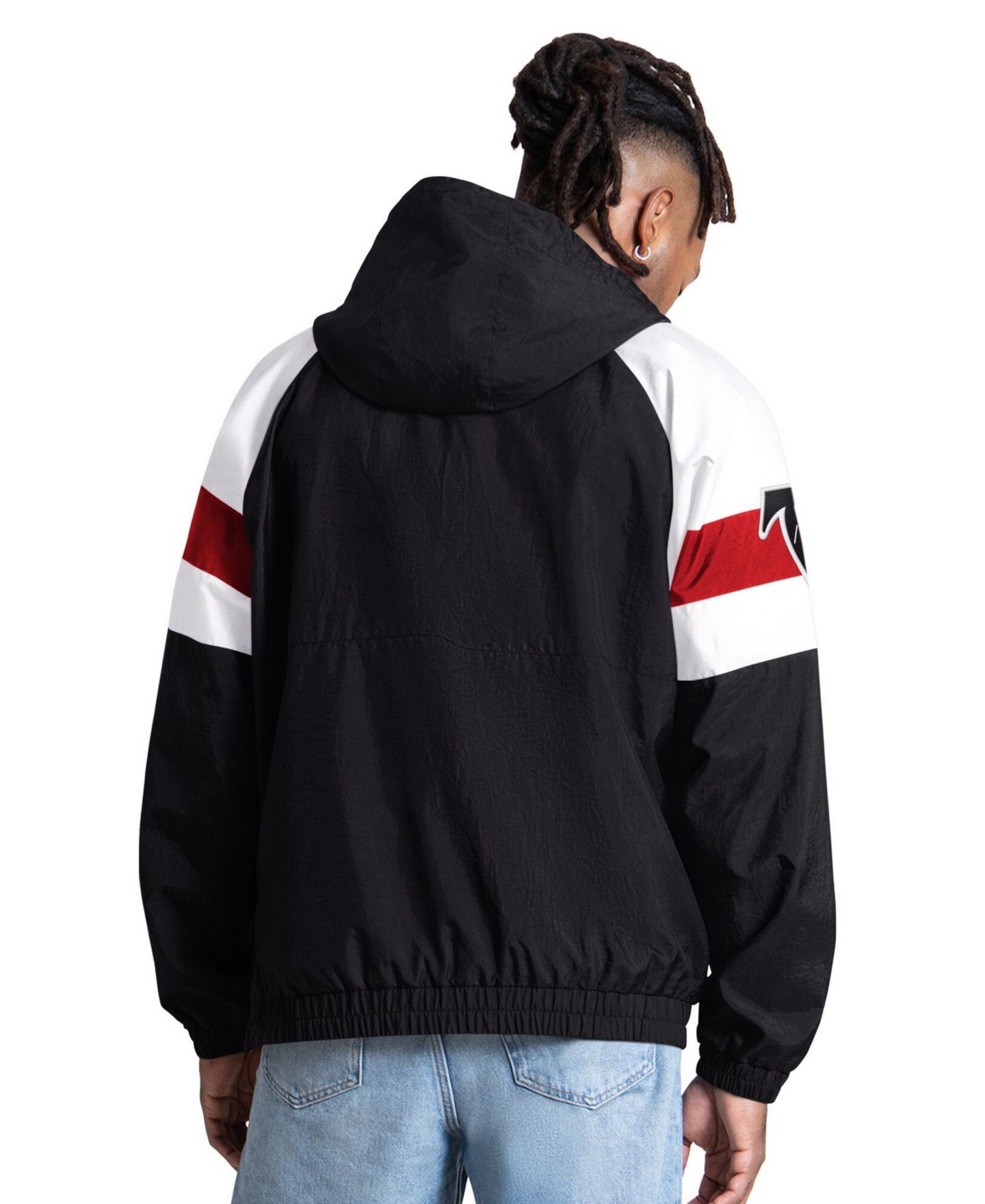Мужская куртка Starter Black Atlanta Falcons Street Cut Retro Logo Half-Zip — фото 2