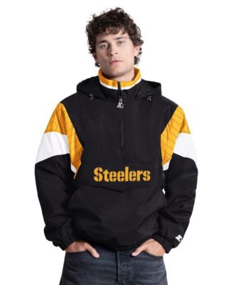 Men's Black Pittsburgh Steelers The Throwback Half-Zip Hooded Jacket