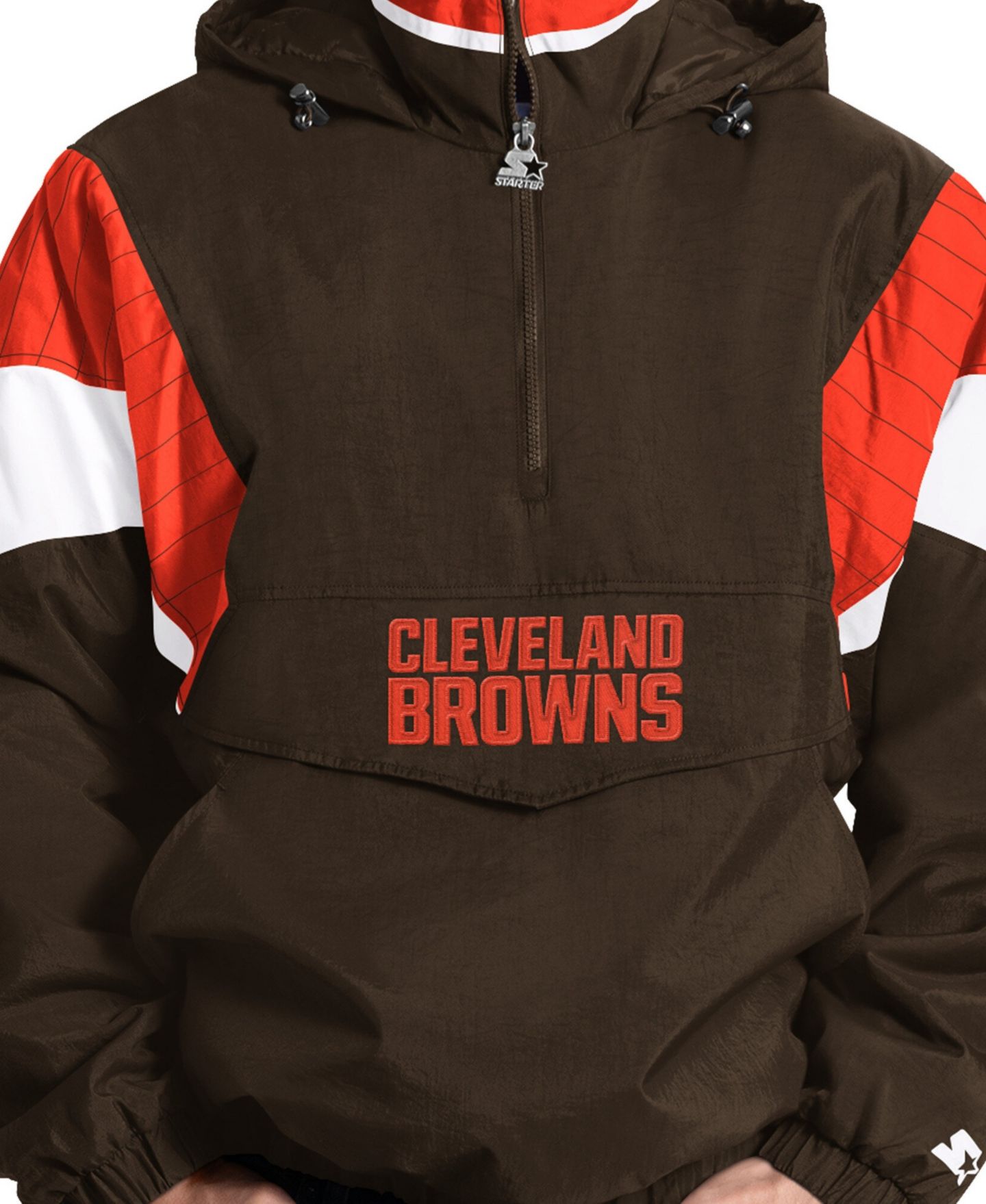 Мужская куртка Starter Brown Cleveland Browns The Throwback Half-Zip Hooded — фото 4