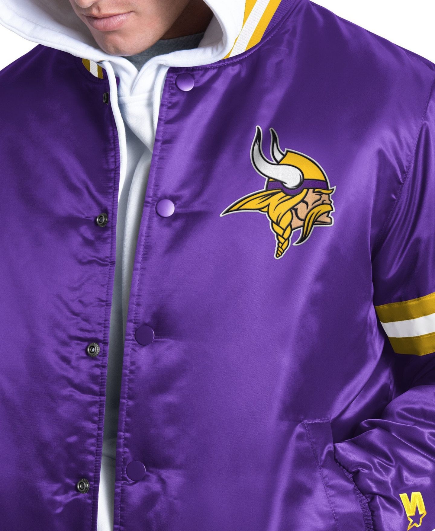 Мужская куртка Starter Purple Minnesota Vikings Courtside Varsity Full Snap — фото 3