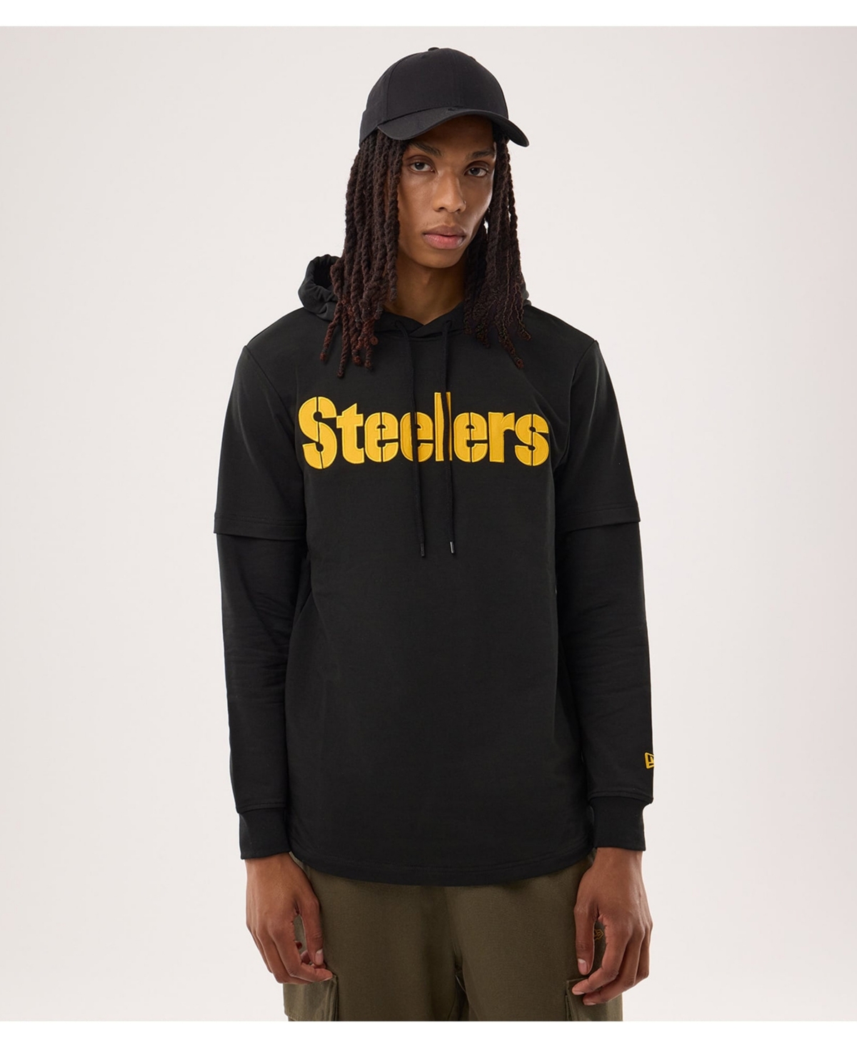 New Era Men's Black Pittsburgh Steelers Functional Fandom Twofer Hoodie - Black