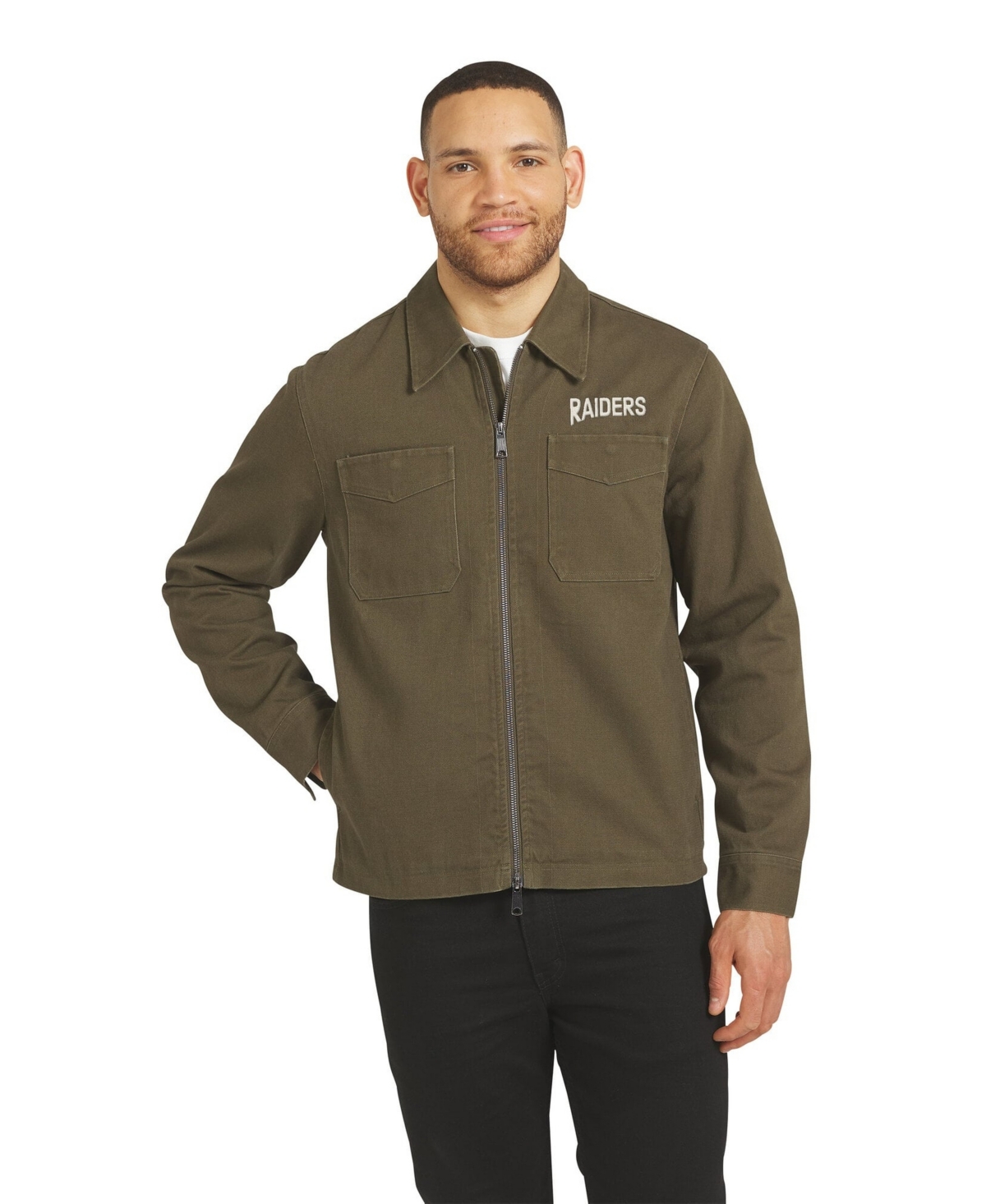 Darius Rucker Collection By Fanatics Men's Olive Las Vegas Raiders Brushed Canvas Full-Zip Jacket - Olive