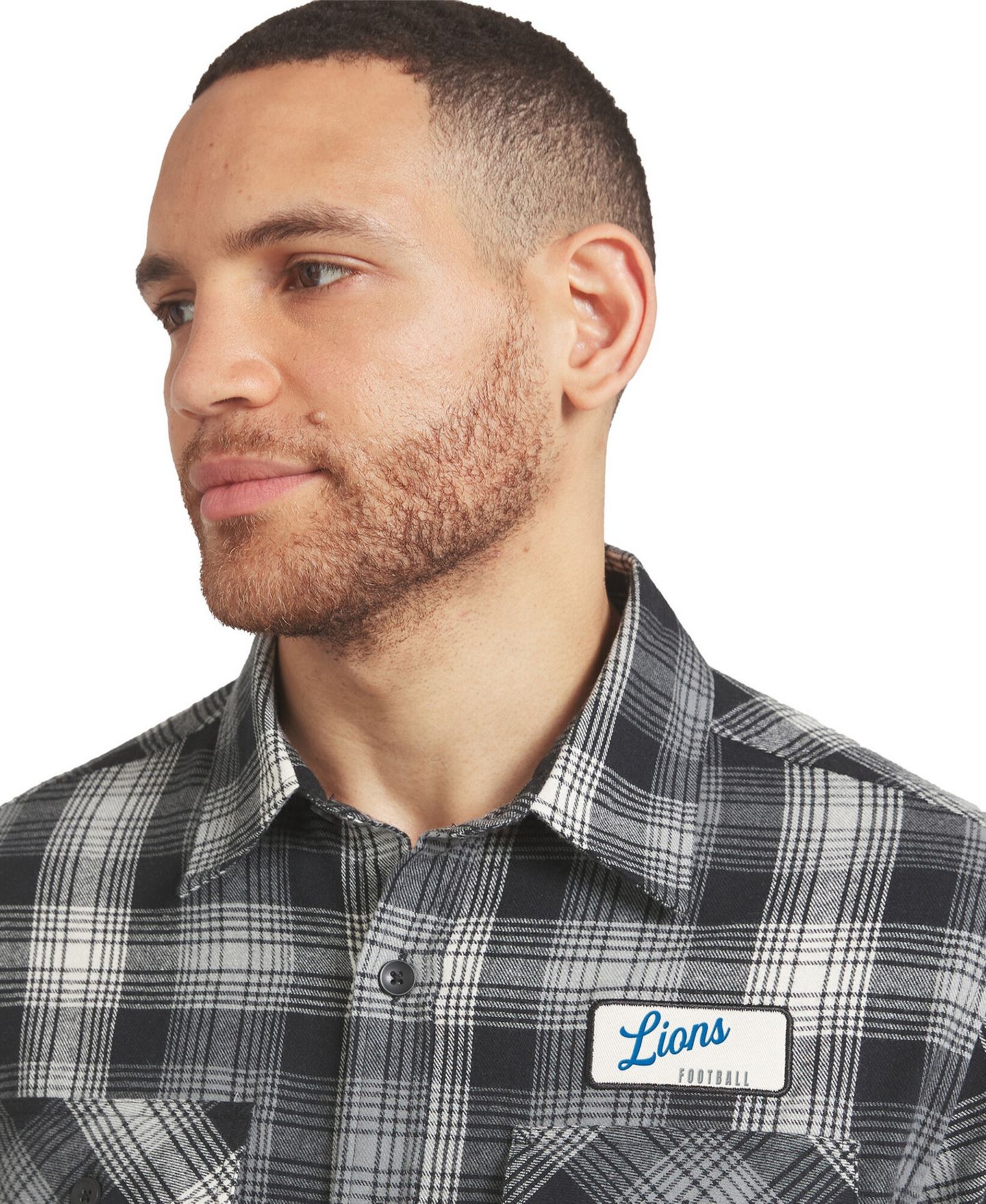 Мужская рубашка Darius Rucker Collection By Fanatics Black Detroit Lions Plaid Button-Up Flannel — фото 5
