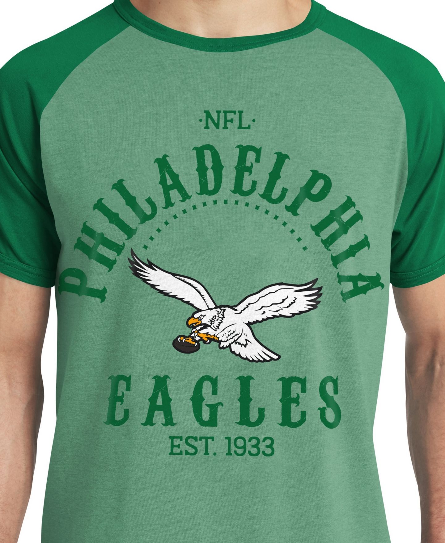 Мужская футболка Darius Rucker Collection By Fanatics Kelly Green Philadelphia Eagles Raglan — фото 5