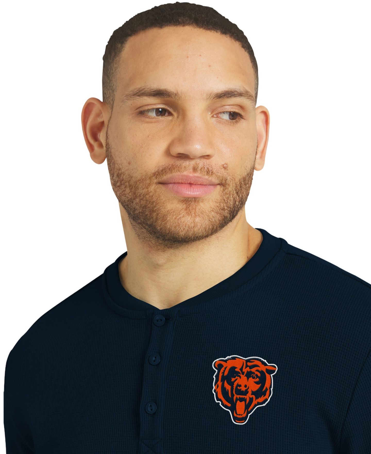 Мужская футболка Darius Rucker Collection By Fanatics Navy Chicago Bears Waffle-Knit Henley Long-Sleeve — фото 5