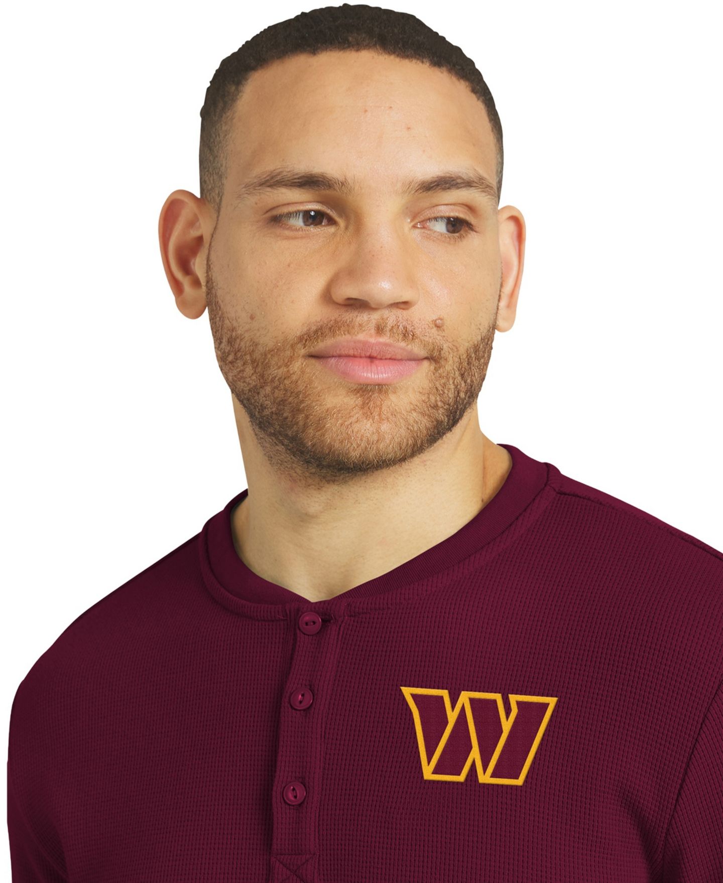 Мужская футболка Darius Rucker Collection By Fanatics Burgundy Washington Commanders Waffle-Knit Henley Long-Sleeve — фото 5